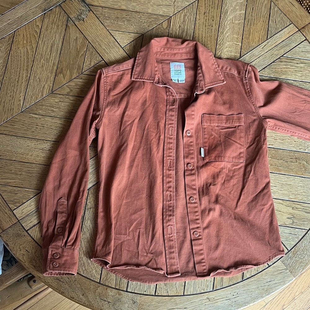 Topo design burnt orange/rust button down shirt